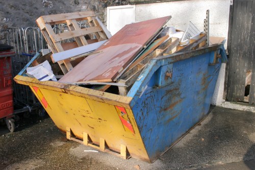 Enclosed and lockable skip placed in a residential area of Maida Vale