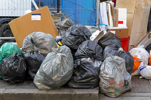 Commercial setting with enclosed skip for business waste management
